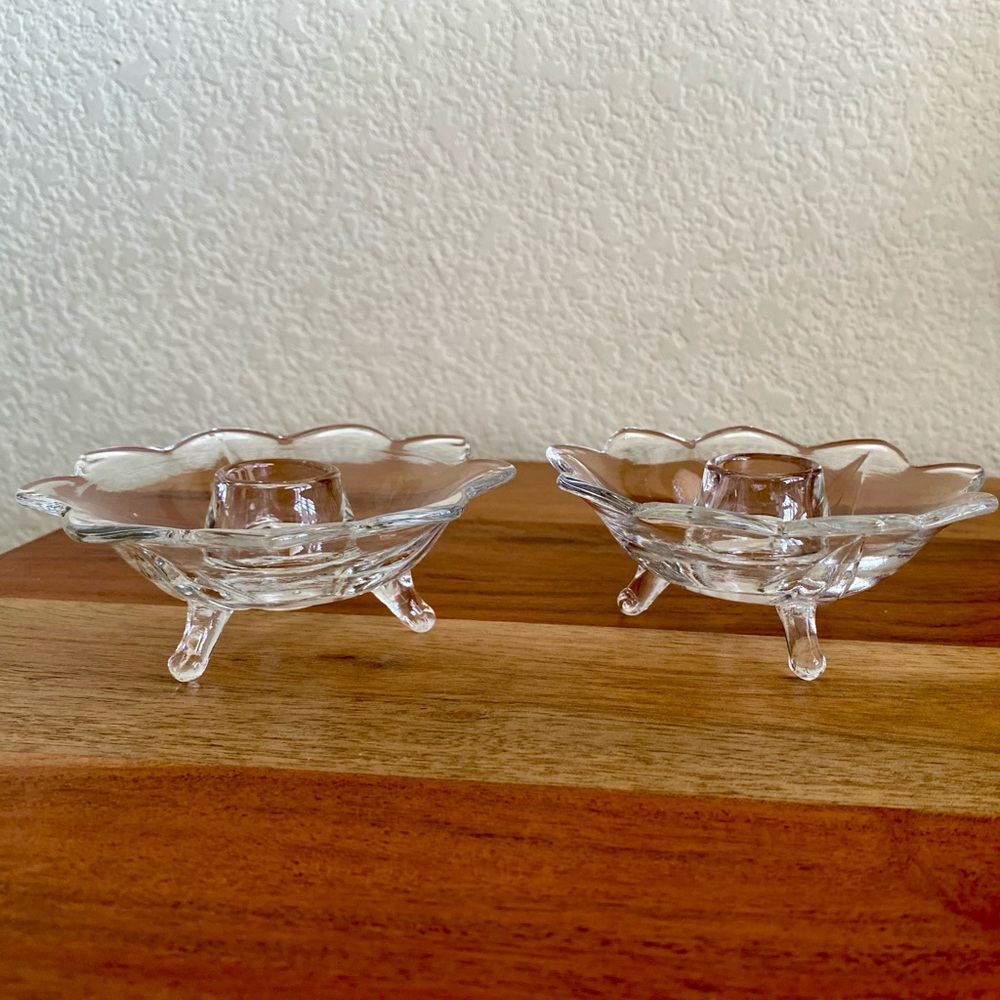 Elegant Clear Glass Candle Holders